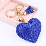 Heart Keychain Leather Tassel Gold Key Holder Metal Crystal Key Chain Keyring Charm Bag Auto Pendant Gift Wholesale Price
