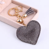 Heart Keychain Leather Tassel Gold Key Holder Metal Crystal Key Chain Keyring Charm Bag Auto Pendant Gift Wholesale Price