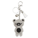 Owl bear Animal jewelry Keychain Full Crystal Silver Chain Tassels Beads Strand Pendant Charm Key Chains Bohemian Accessories