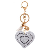 Heart Keychain Leather Tassel Gold Key Holder Metal Crystal Key Chain Keyring Charm Bag Auto Pendant Gift Wholesale Price